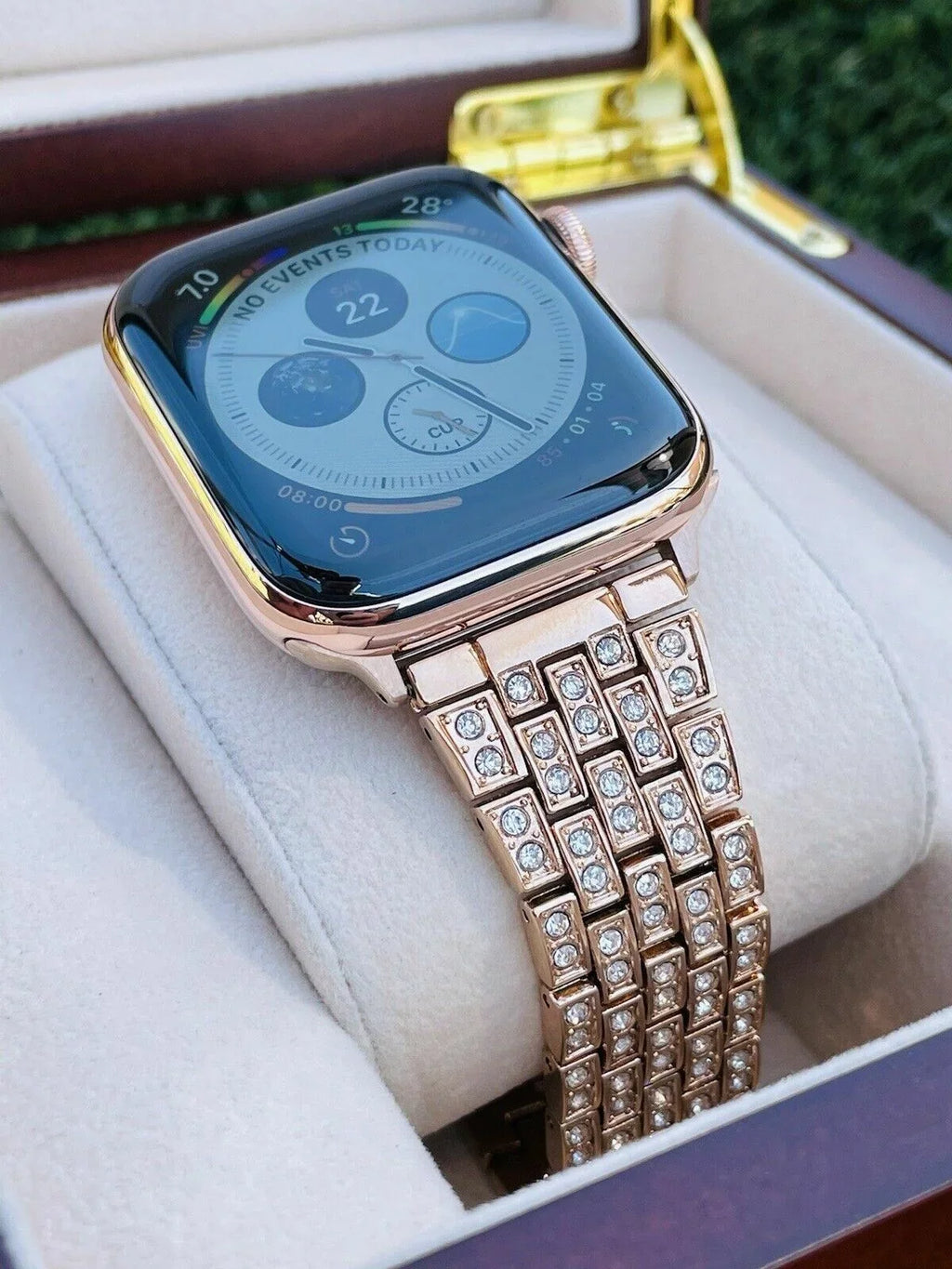Custom 24K Rose Gold 45MM iWatch SERIES 7 Stainless Steel Rose Gold Band