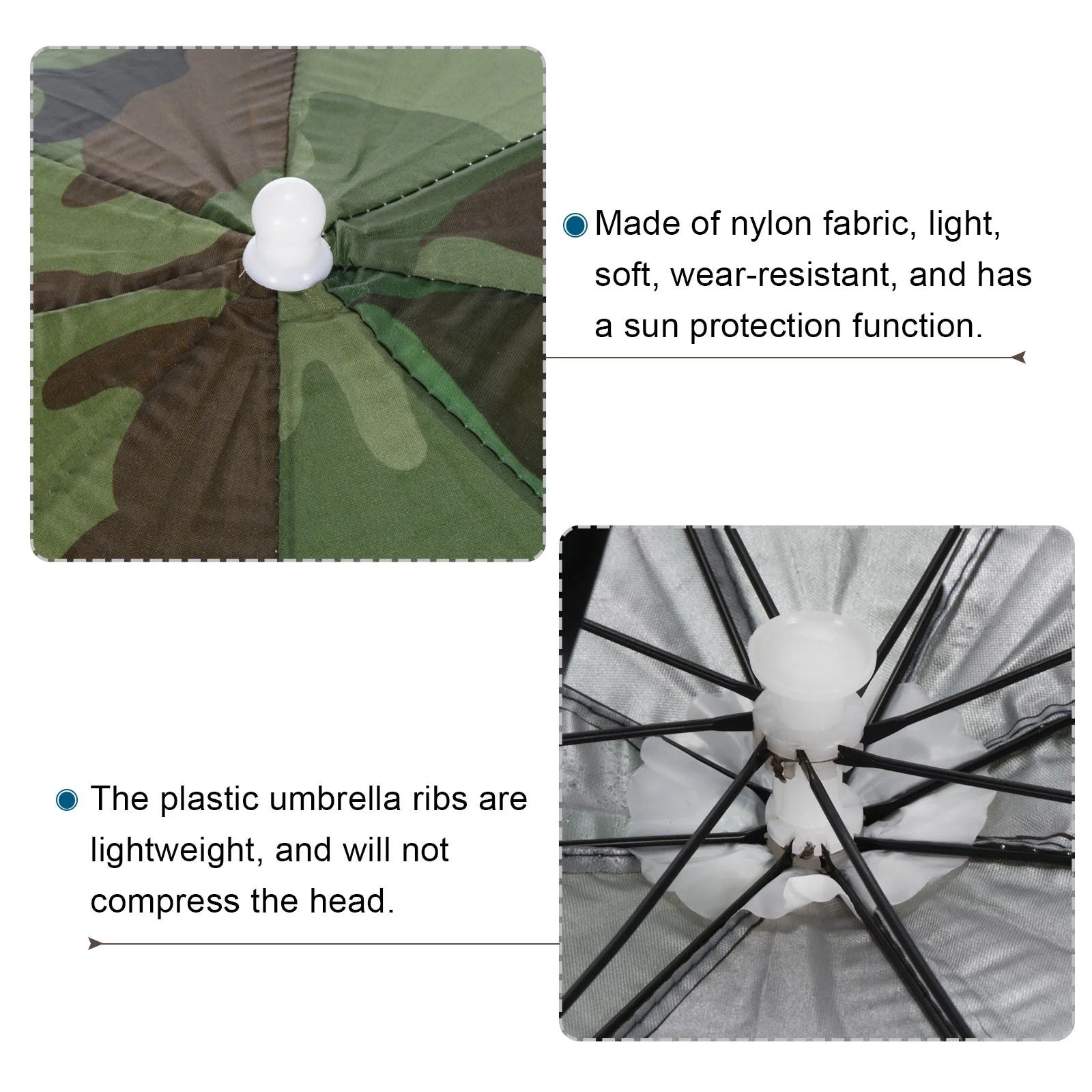 Uxcell 20" Fishing Umbrella Hat Folding Sun Rain Cap Head Umbrella Camo 4 Pack