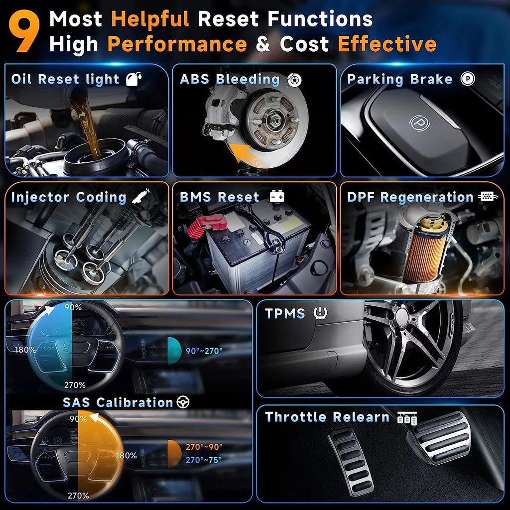 Newest Version FOXWELL NT716 OBD2 Scanner Automotive Diagnostic Tool 9 Maintenance Engine Airbag ABS Transmission Four System Scanner Car Code Reader Injector DPF BMS ABS SAS OIL TPMS EPB TPS Reset
