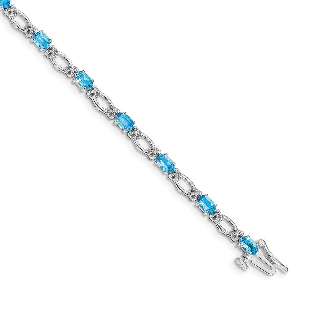 14k White Gold Diamond and Blue Topaz Bracelet QBM4491-BT-010-WA