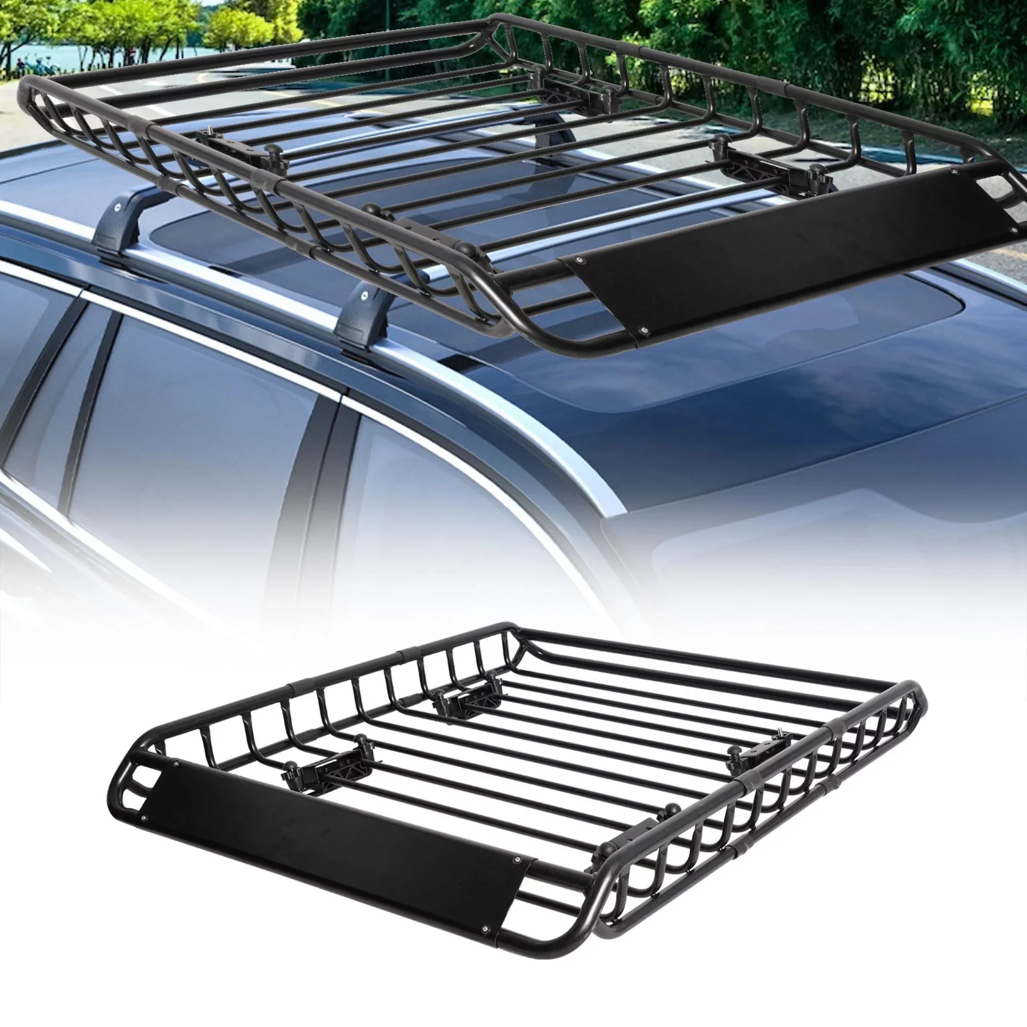 45" x 36" Universal Roof Rack Basket Heavy Duty Rooftop Cargo Rack; 150 lbs Cargo Carrier for Top of Vehicle for SUV; Truck; & Car Luggage Holder; Black