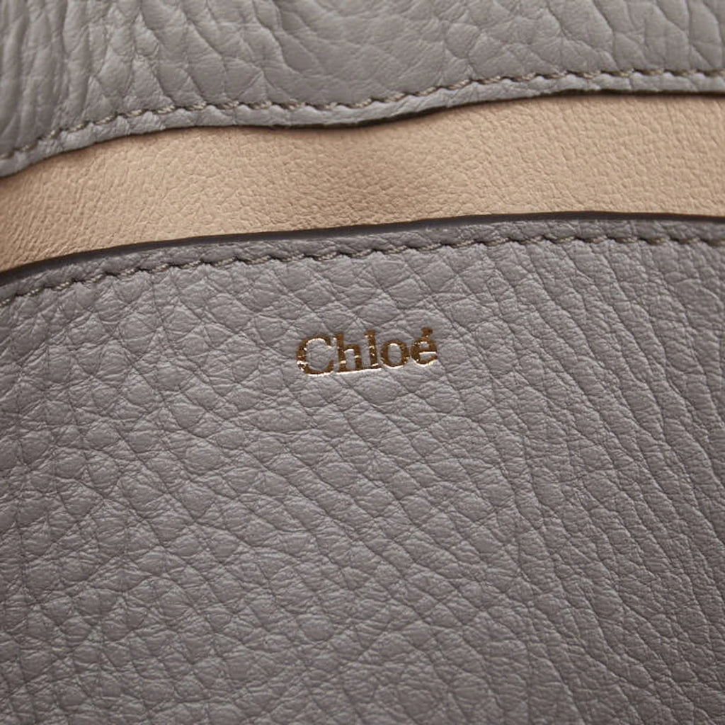 Pre-Owned Chloé Chloe ALPHABET Alphabet Chain Shoulder Bag Gray Leather Women's (Good)