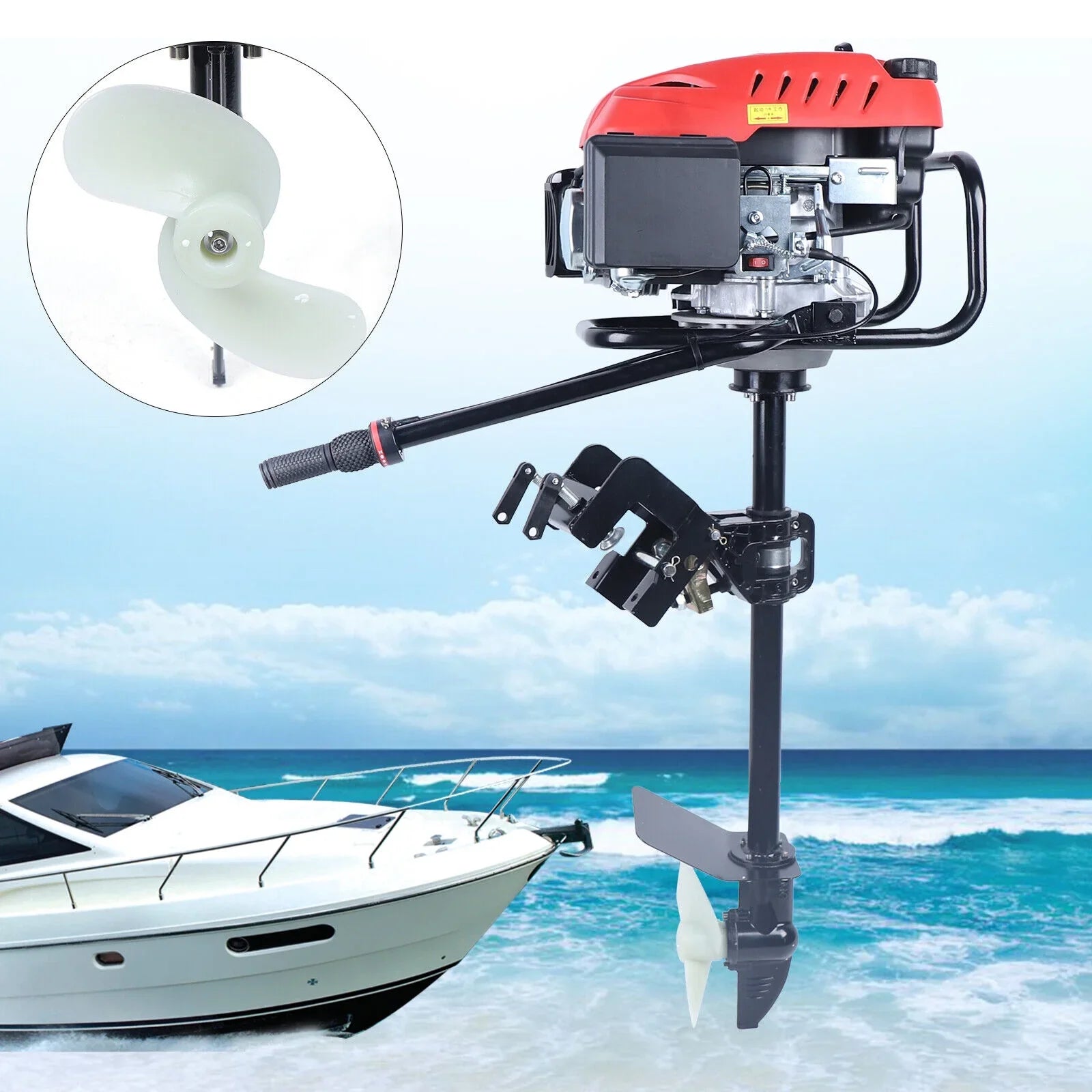 Outboard Motor 4 Stroke 6 HP Heavy Duty Boat Engine OHV Air Cooling System 173CC