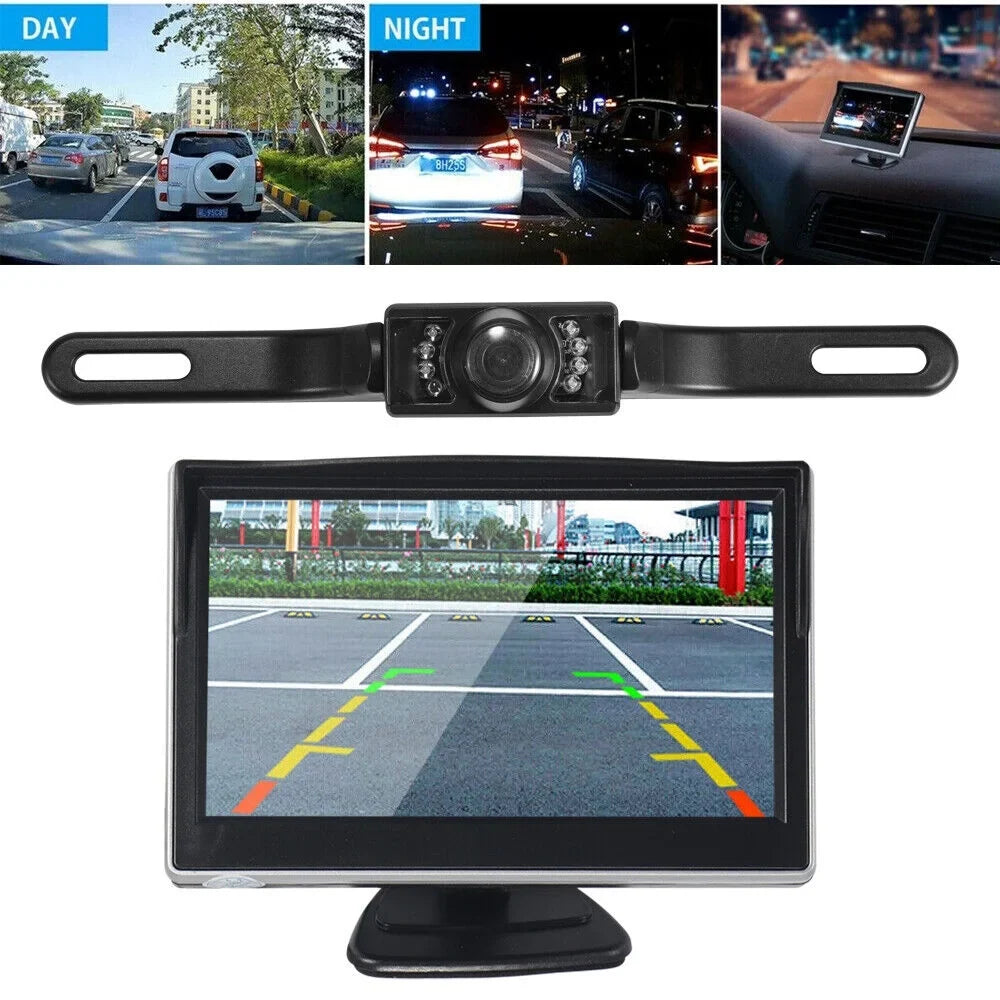 Jahy2Tech Car Night Vision Backup Camera Kit 5" Wireless Monitor HD Rear View Fluidproof