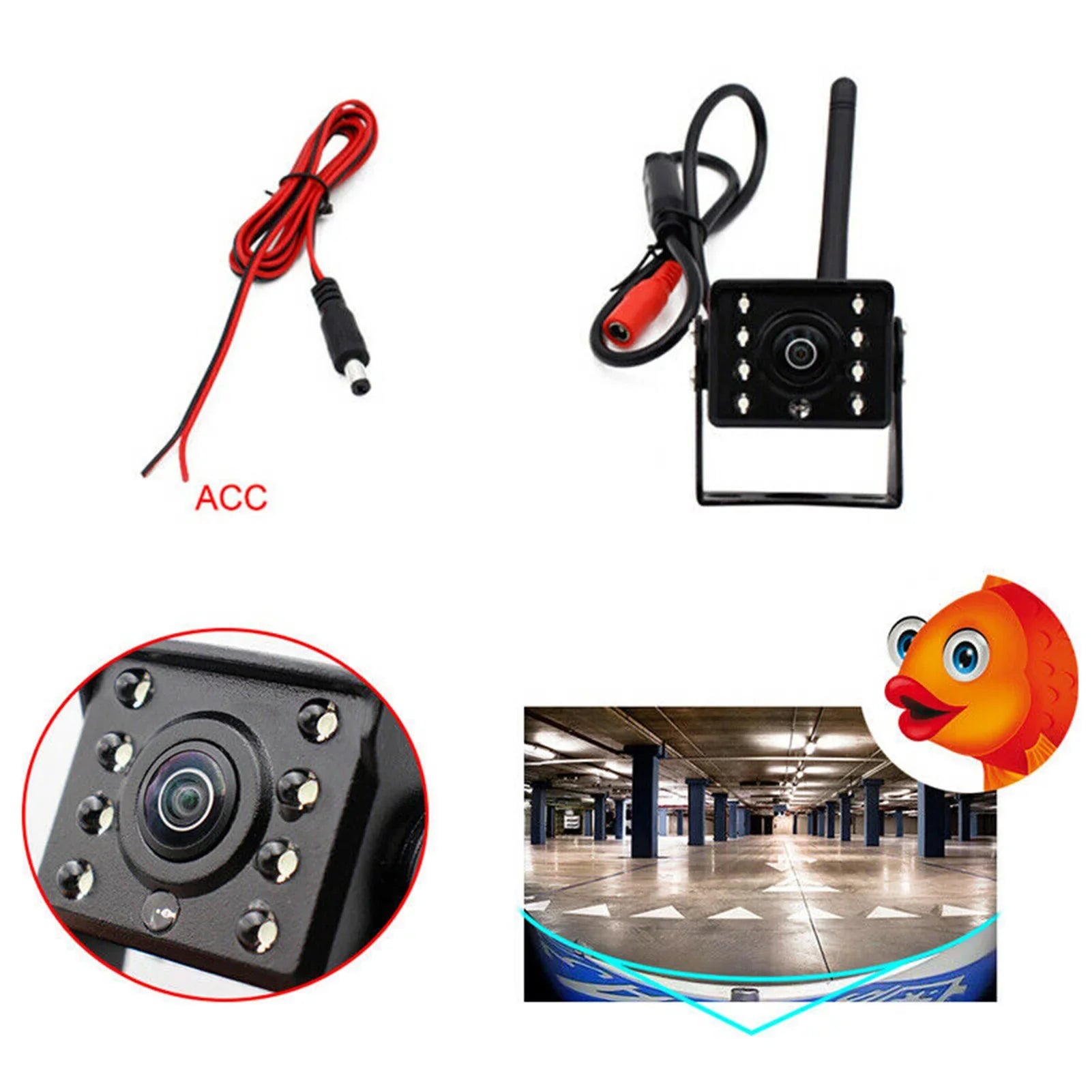 WiFi Wireless Reverse Backup Camera with LED Night Vision; Suitable for Automobiles and Commercial Vehicles