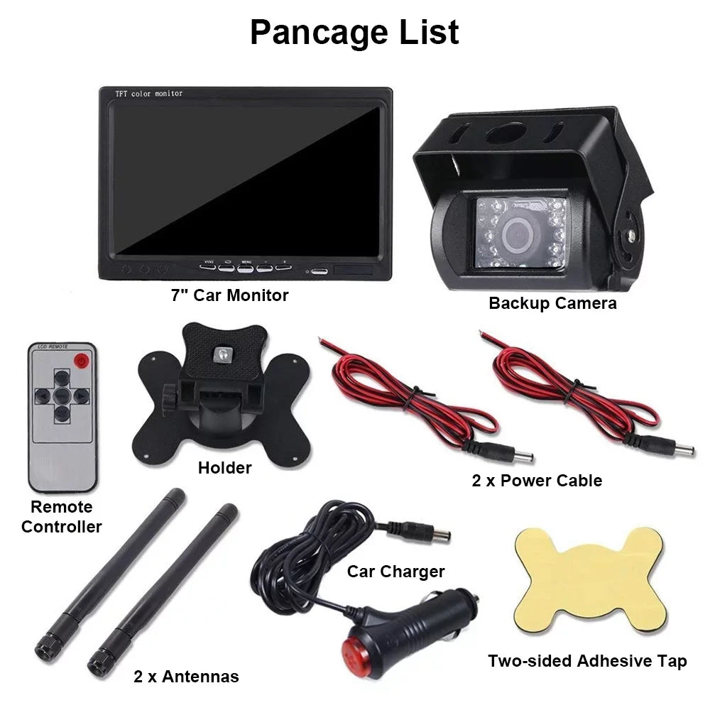 Podofo Vehicle Reverse Backup Cameras Monitor System Kit 12V/24V; 1080P Front Side Rear View Camera for RV Bus Truck Trailer Caravan Camper