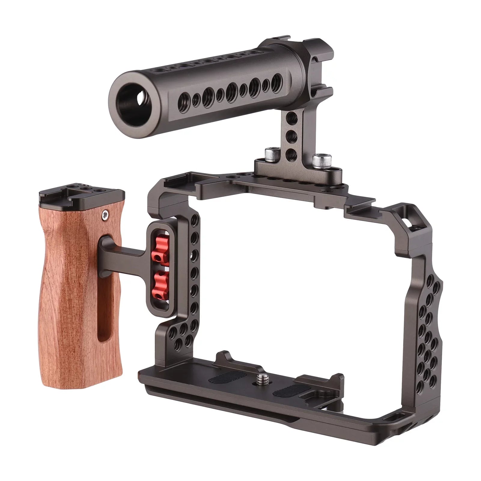 7299 Aluminum Alloy Cage Kit with Video Rig Handle Wooden Grip Replacement for Sony A7R III/ A7 II/ A7III