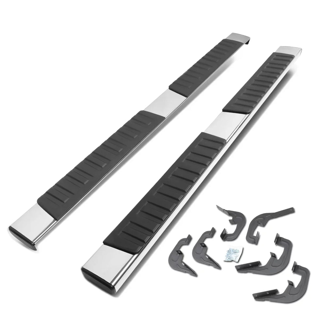 DNA Motoring STEPB-ZTL-8017 for 2007 to 2019 Chevy Silverado/GMC Sierra 1500 2500HD 3500HD Crew Cab Stainless Steel 6" Side Step Nerf Bar Running Board