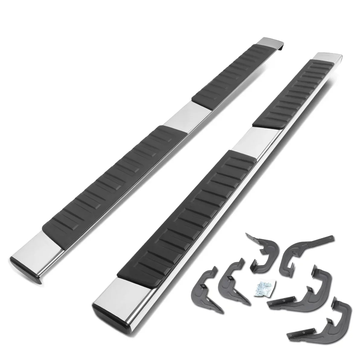 DNA Motoring STEPB-ZTL-8017 for 2007 to 2019 Chevy Silverado/GMC Sierra 1500 2500HD 3500HD Crew Cab Stainless Steel 6" Side Step Nerf Bar Running Board