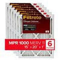 Filtrete 15x20x1; AC Furnace Air Filter; MPR 1000; Micro Allergen Defense; 6-Pack (exact dimensions 14.81 x 19.81 x 0.81)