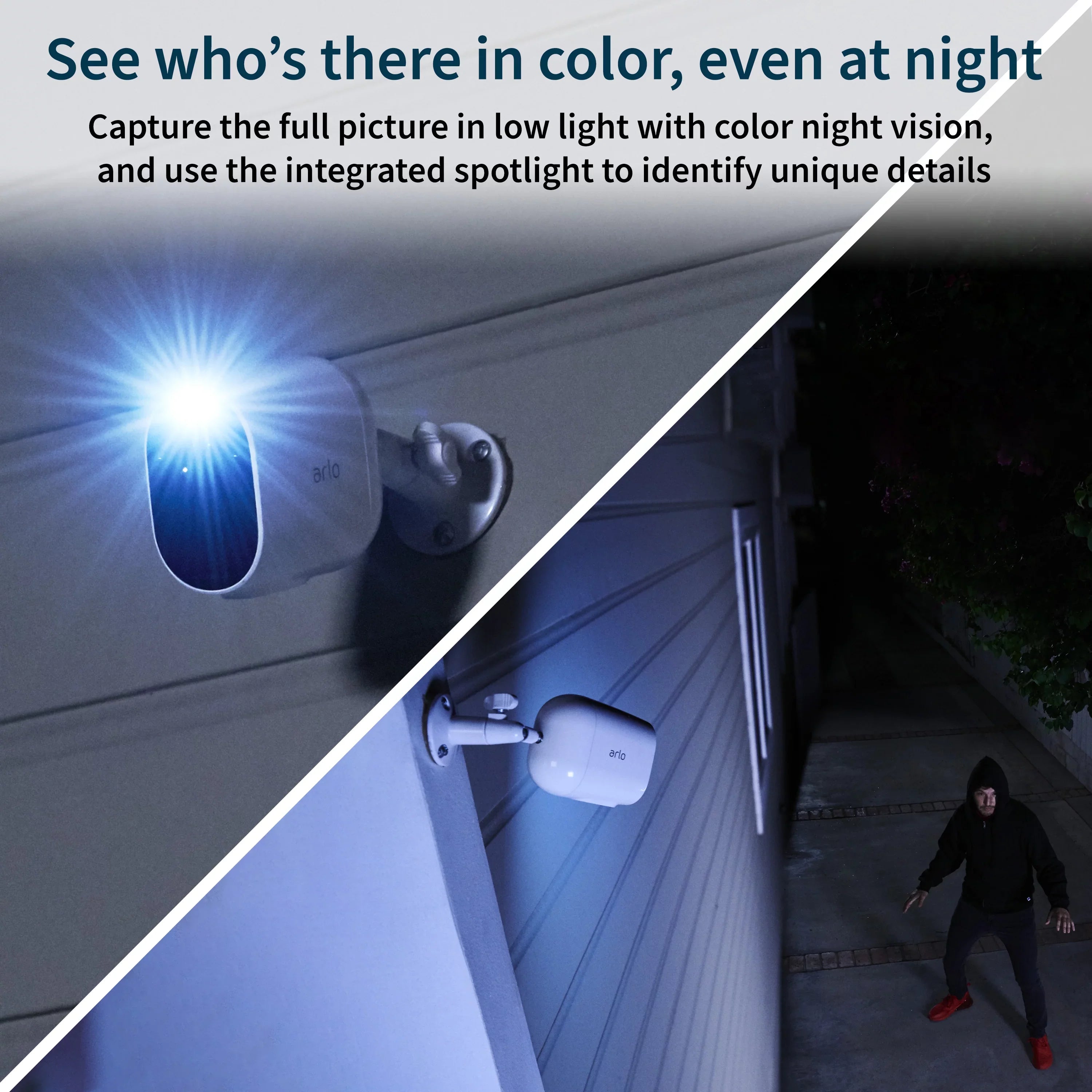 Arlo Essential Spotlight Camera - 3 Pack - Wireless Security; 1080p Video; Color Night Vision; 2 Way Audio; White - VMC2330
