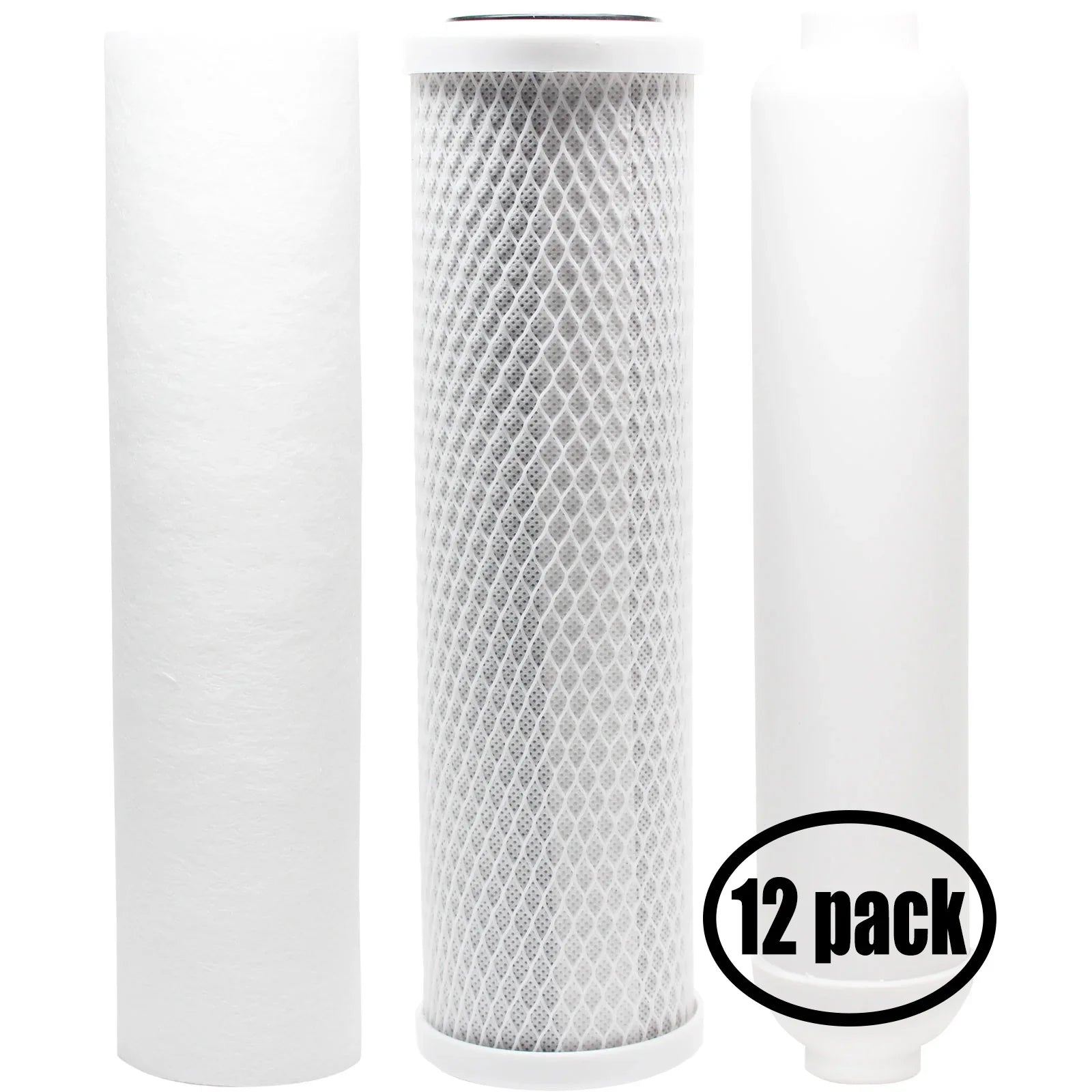 12-Pack Replacement for Filter Kit for Watts RO-TFM-4SV RO System - Includes Carbon Block Filter; PP Sediment Filter & Inline Filter Cartridge - Denali Pure Brand