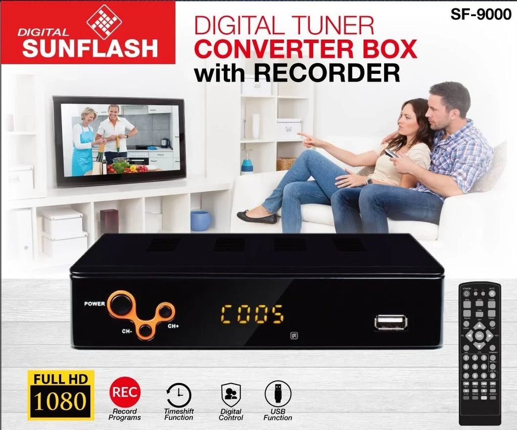 ATSC Digital TV Converter Box for Analog and Digital HDTV; providing Live 1080P viewing with TV Recording & Playback; HDMI Output; Timer Setting; TV Tuner Functionality; Access to Free Digital Channel