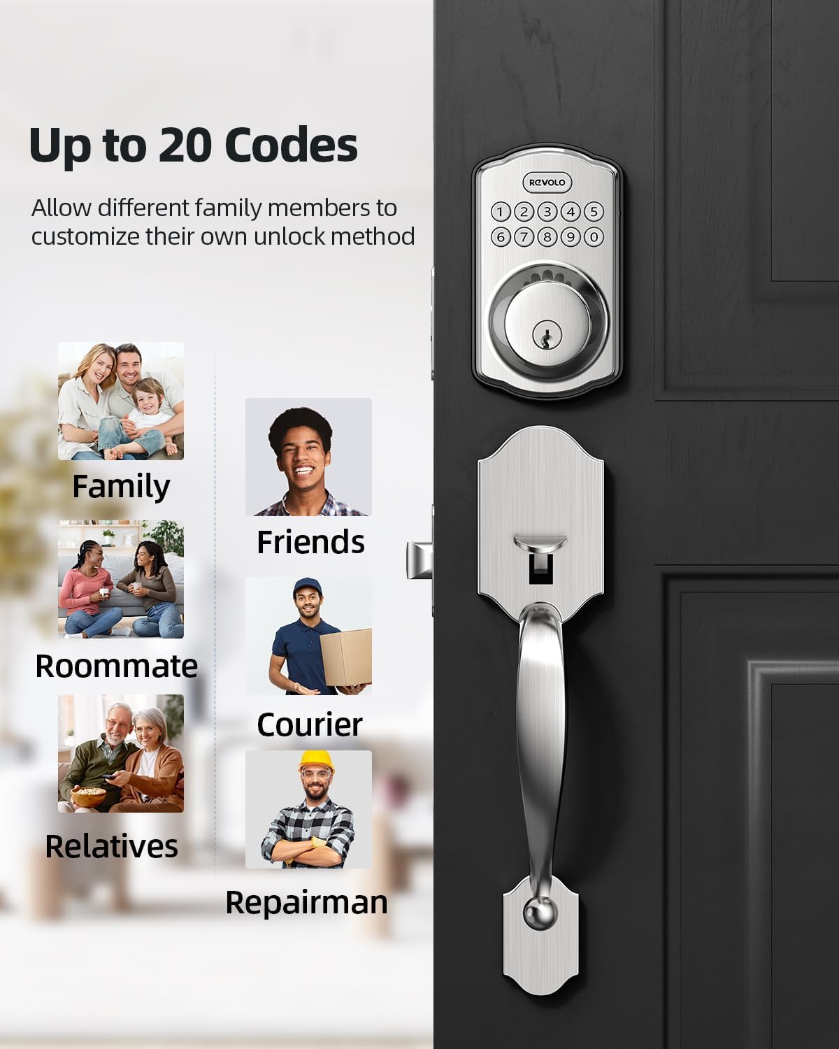 GOURE RE001 Electronic Keypad Deadbolt; Keyless Entry Door Lock; Keyed Entry; Auto Lock; Smart Lock with Handle; Front Door Handle Sets; Anti-Peeking Password; Oil-Rubbed Bronze