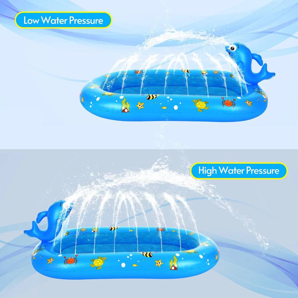 Large Durable Inflatable Pool with Sprinkler - Swimming Kiddie Pool Sprinkler for Kids; Summer Pool for Backyard