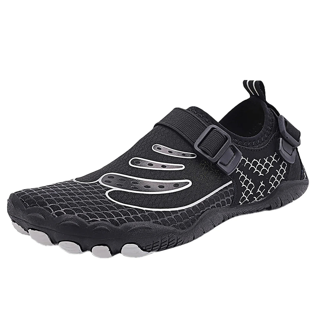 JHLZHS Outdoor Couple Men Liquidproof Mountaineering Casual Sport Shoes Buckle Strap Beach Running Breathable Soft Bottom Shoes Black