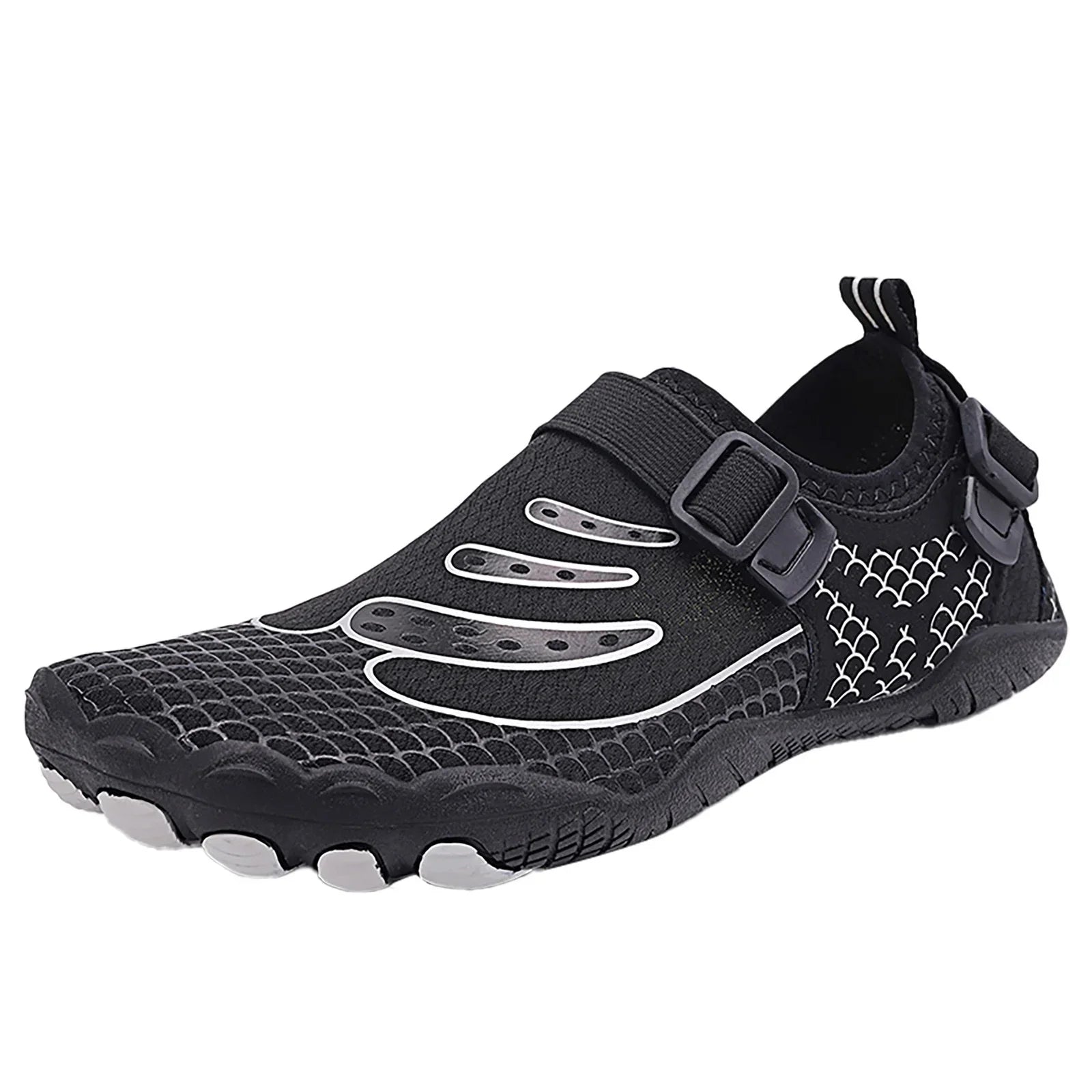 JHLZHS Outdoor Couple Men Liquidproof Mountaineering Casual Sport Shoes Buckle Strap Beach Running Breathable Soft Bottom Shoes Black