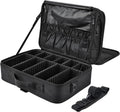 Extra Large Travel Makeup Bag Cosmetic Case Organizer Beauty Train Case with Shoulder Strap and Dividers Compartment; Black