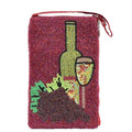 Red Wine Lovers Club Bag Beaded Phone Crossbody; Merlot