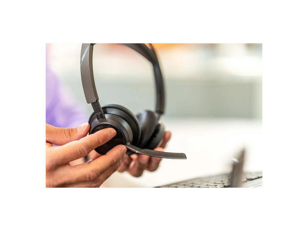 Poly Voyager Focus 2 USB-A Bluetooth Stereo Headset - Siri; Google Assistant - Stereo - USB Type A - Wired/Wireless - Bluetooth - 298.6 ft - 20 Hz - 20 kHz - On-ear; Over-the-head - Binaural - Supr...