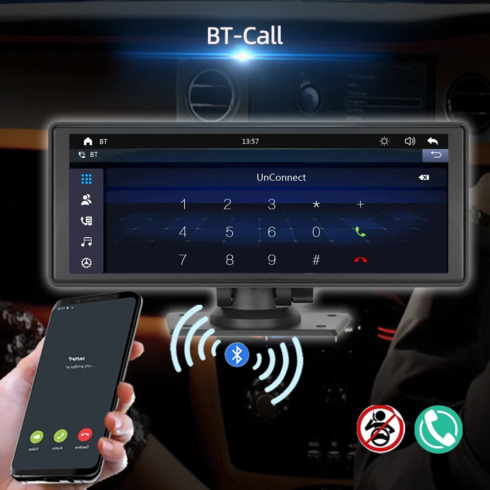 Polarlander 9.3" Wireless Carplay & Android Auto Portable Car Stereo; Front Dash Cam; Backup Camera; Bluetooth Hands-Free Calling; HD IPS Touchscreen;Supports Most Cars