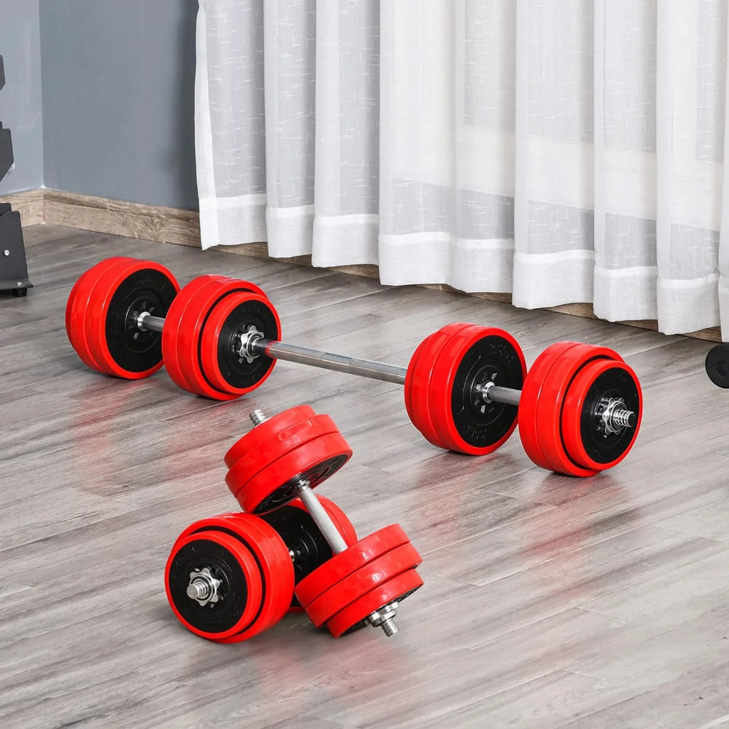 Soozier Adjustable Dumbbell Set; Convertible to Barbell Weight Set for Home Gym Women and Men Weight Lifting Training