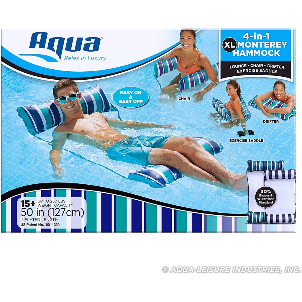 Aqua Deluxe Monterey XL Hammock 4 in 1 Multi Purpose Float; Teal (2 Pack)