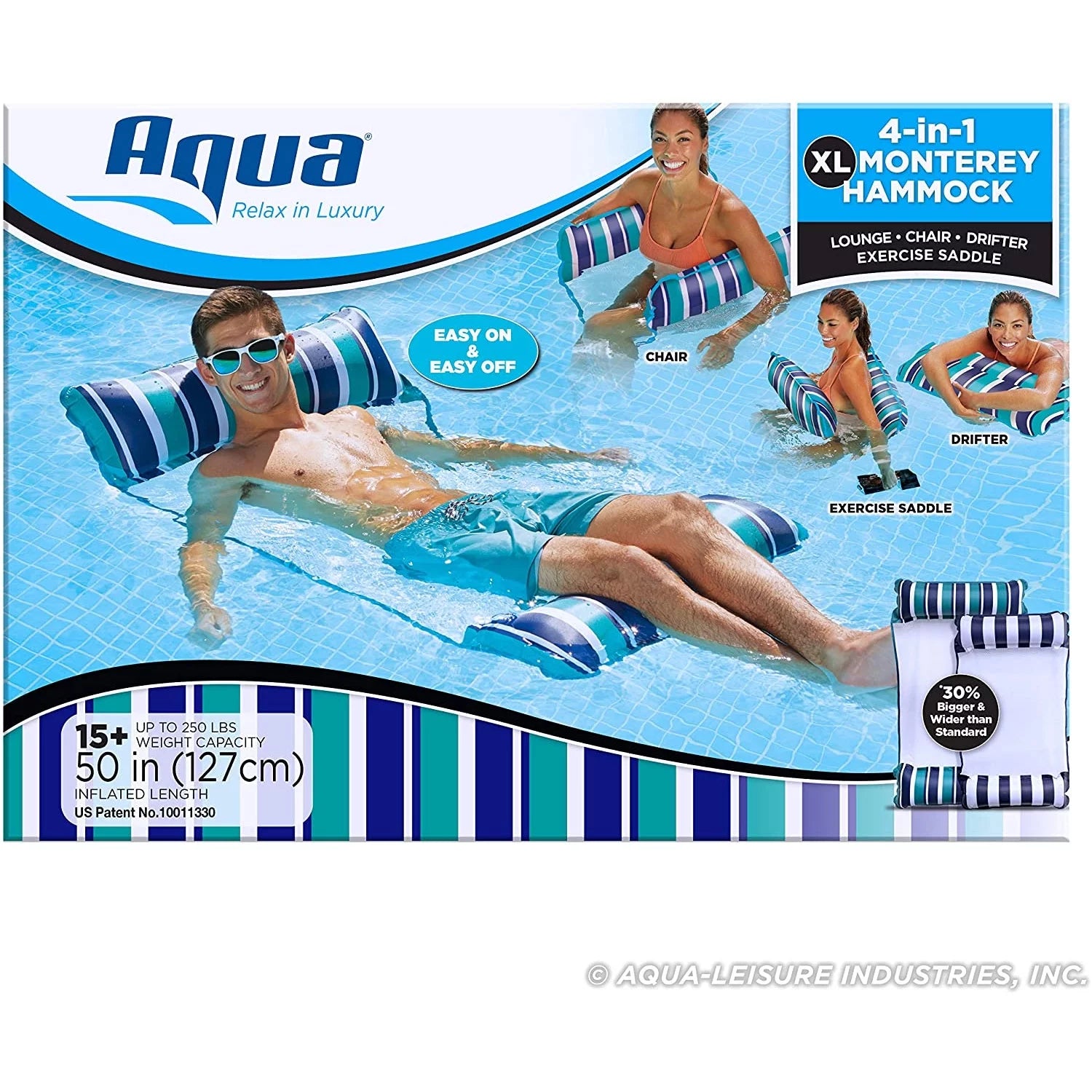 Aqua Deluxe Monterey XL Hammock 4 in 1 Multi Purpose Float; Teal (2 Pack)