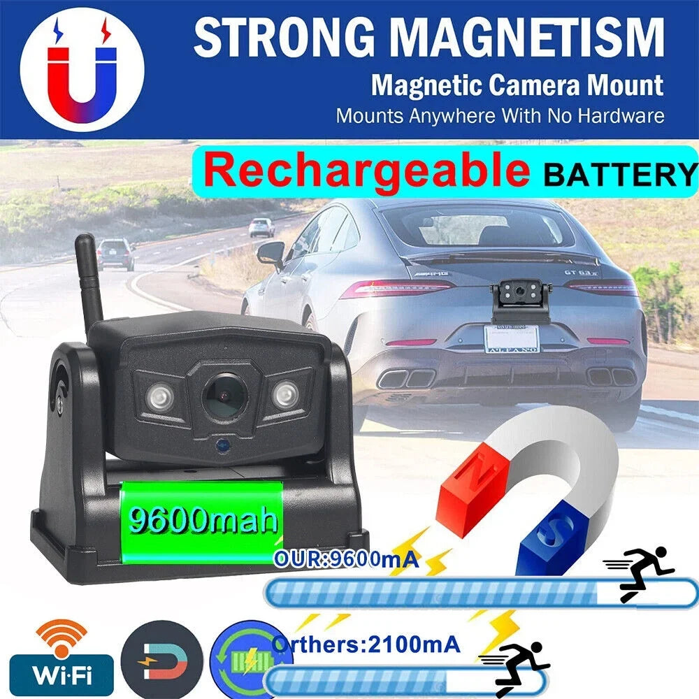 JahyShow Magnetic WiFi Wireless Backup Camera; Powerful 9600mAh Battery; Ideal for Front/Rear View