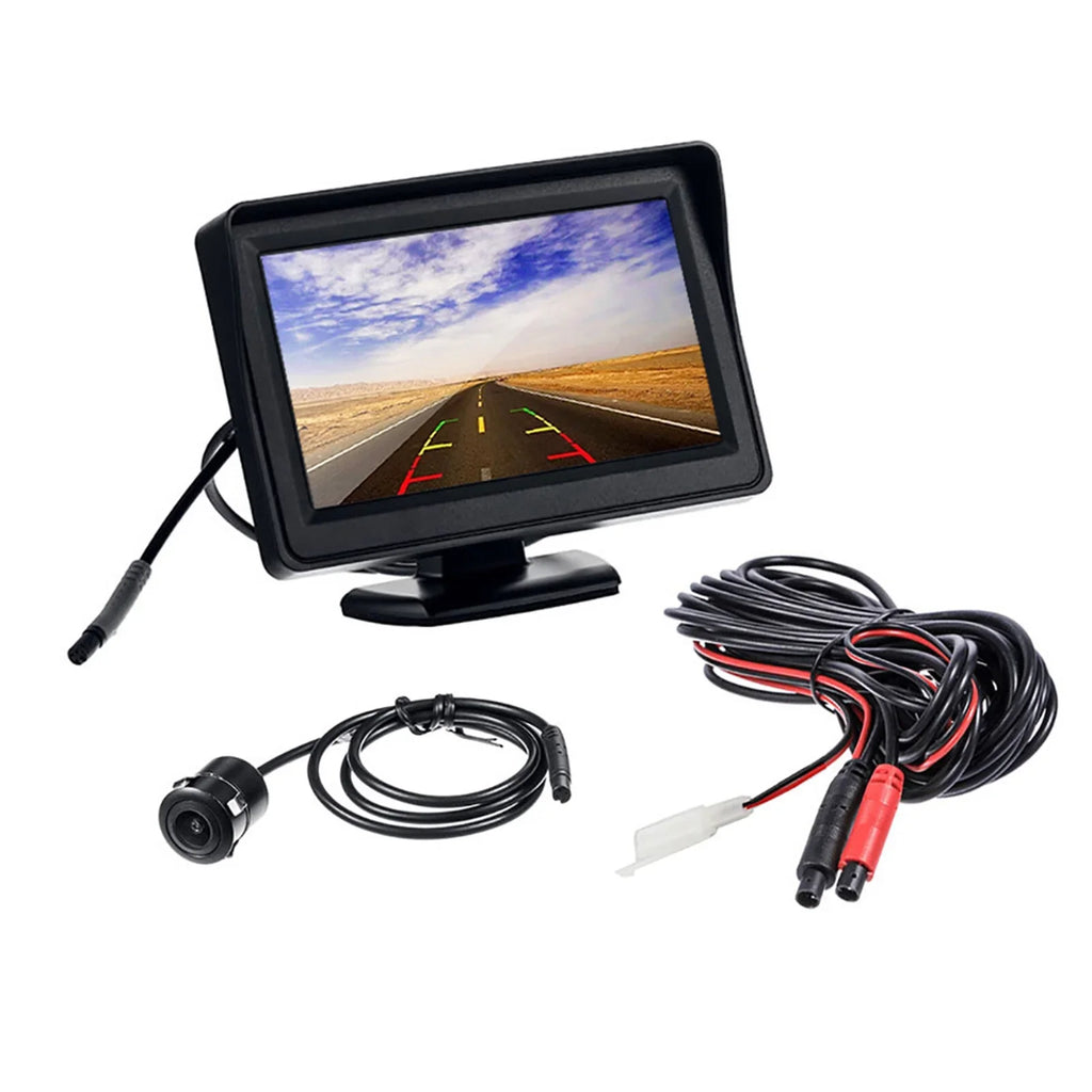5'' TFT-LCD Backup Camera Car Rear View Backup Reverse System + HD Parking Camera for Truck Pickup Car Rear View Security Monitor & Fluidproof