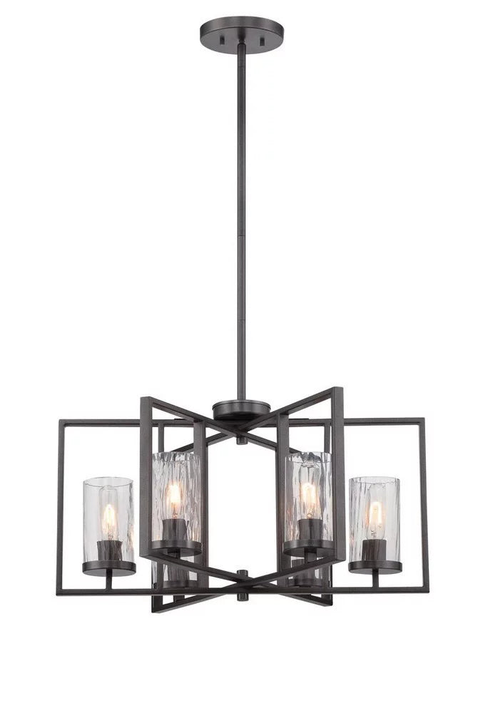 Designers Fountain 86586-CHA Elements - Six Light Chandelier Charcoal Finish with Rain Glass