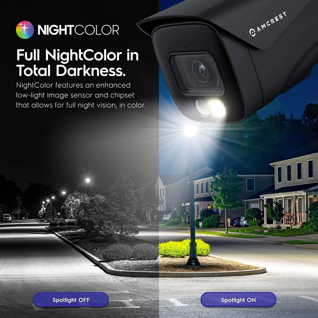 Amcrest 4K IP PoE AI Camera UltraHD 8MP Security Outdoor Camera; FOV 129°; 49ft Color Nightvision; Human & Vehicle Detection; IP67 Weatherproof; 4K (3840x2160) @15fps; Black; IP8M-2796EB-AI