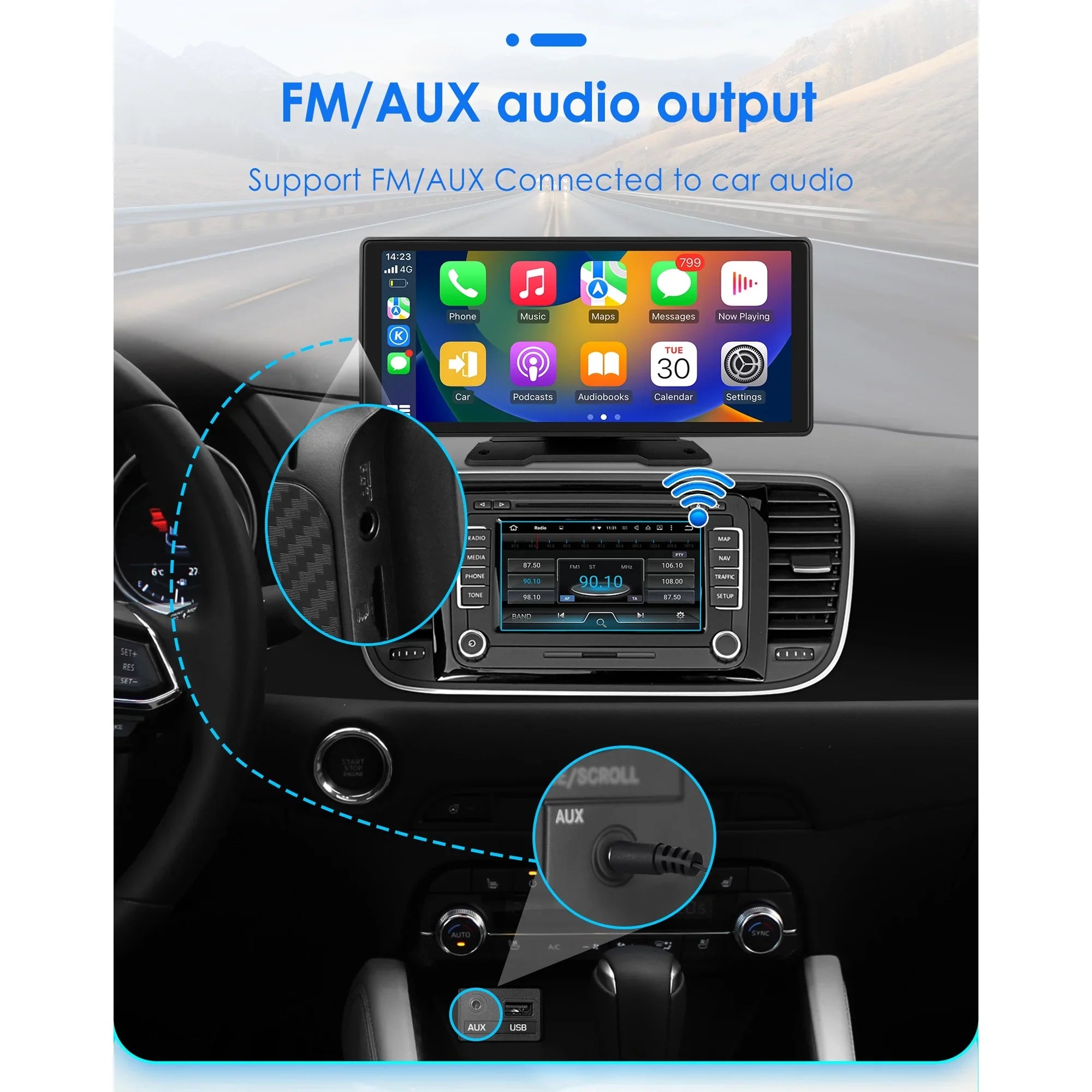 Android Auto Wireless Apple Carplay 360° Adjustable 10.26 millimeter Touchscreen Car Radio Stereo Head Unit Bluetooth GPS Navigation Player With Backup Camera