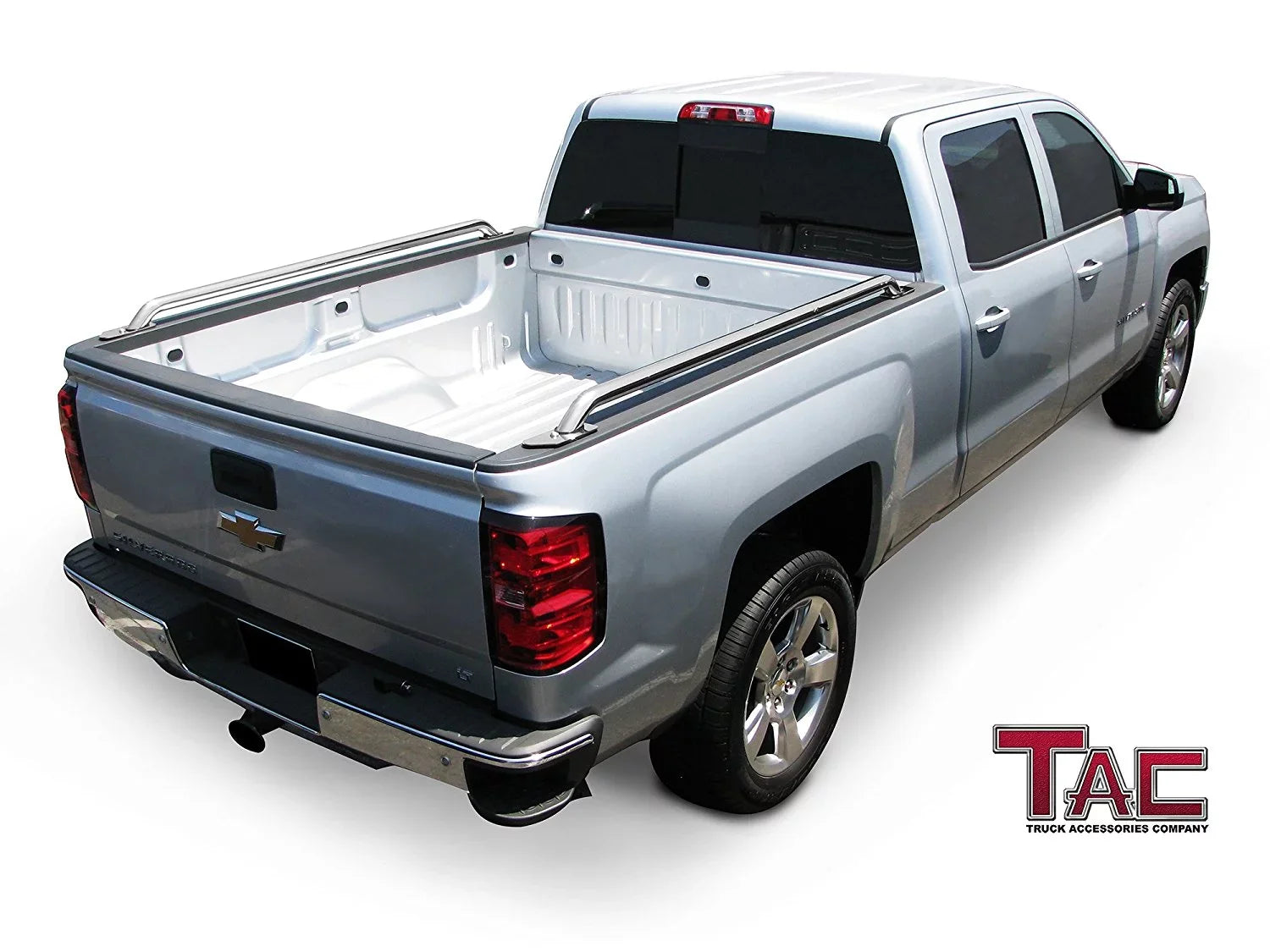 TAC Bed Rails Fit 2014-2024 Chevy Silverado/GMC Sierra 1500 6.5ft Standard Bed(Excl. Denali CarbonPro Editions) 304 Stainless Steel Truck Side Rails Accessories 2pcs