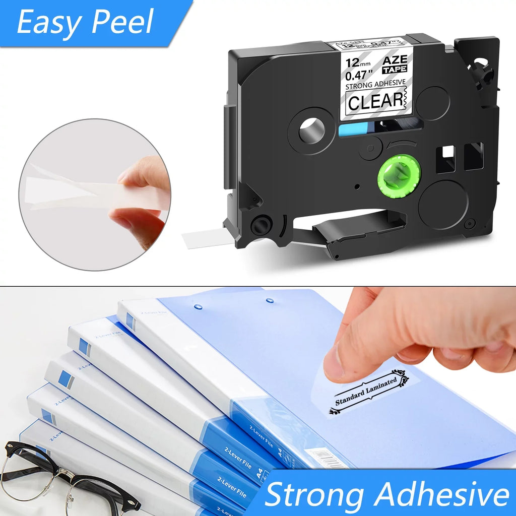 GREENCYCLE 40PK Compatible for Brother P-touch Black on Clear 12mm TZ TZe TZe-S131 TZ-S131 TZ-131 TZe-131 Extra Strength Laminated Label Tape