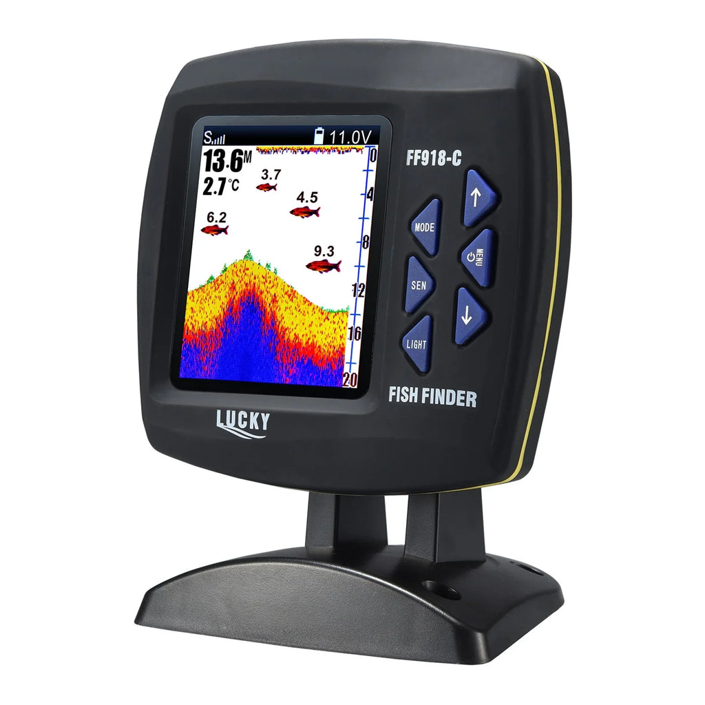 Tomshoo Fish Finder Wired Transducer Sensor Fishfinder 45 Degrees Underwater Fishing Portable Fish Finder Fluidproof Underwater Monitor LCD Fish Locator Boat Fishfinder Fish Detector