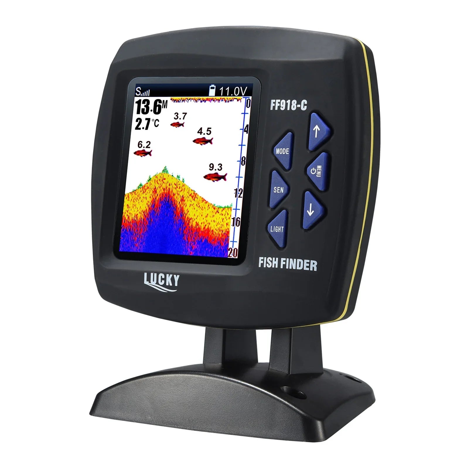 Tomshoo Fish Finder Wired Transducer Sensor Fishfinder 45 Degrees Underwater Fishing Portable Fish Finder Fluidproof Underwater Monitor LCD Fish Locator Boat Fishfinder Fish Detector