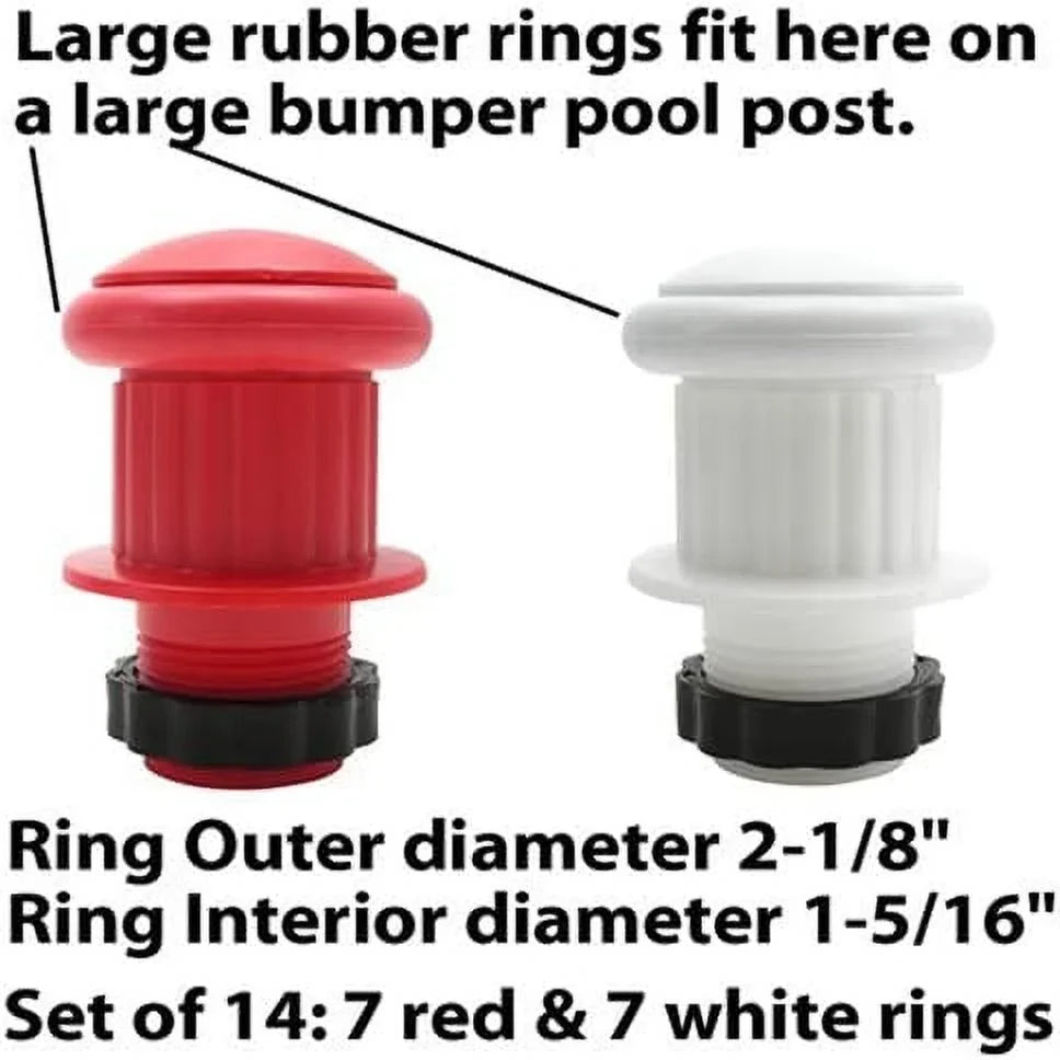 Large Rubber Rings For Bumper Pool Table: 7 Red And 7 White