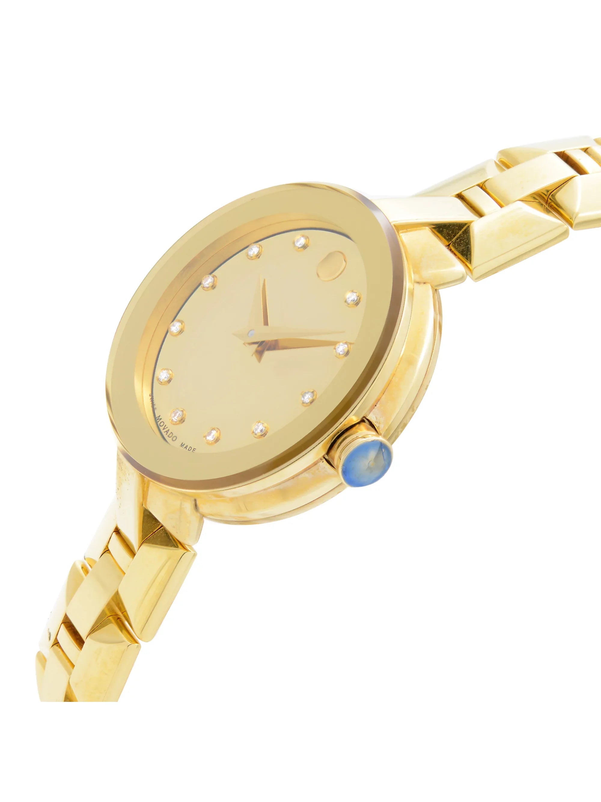 Movado Sapphire Steel Gold PVD Champagne Dial Quartz Ladies Watch 0606816