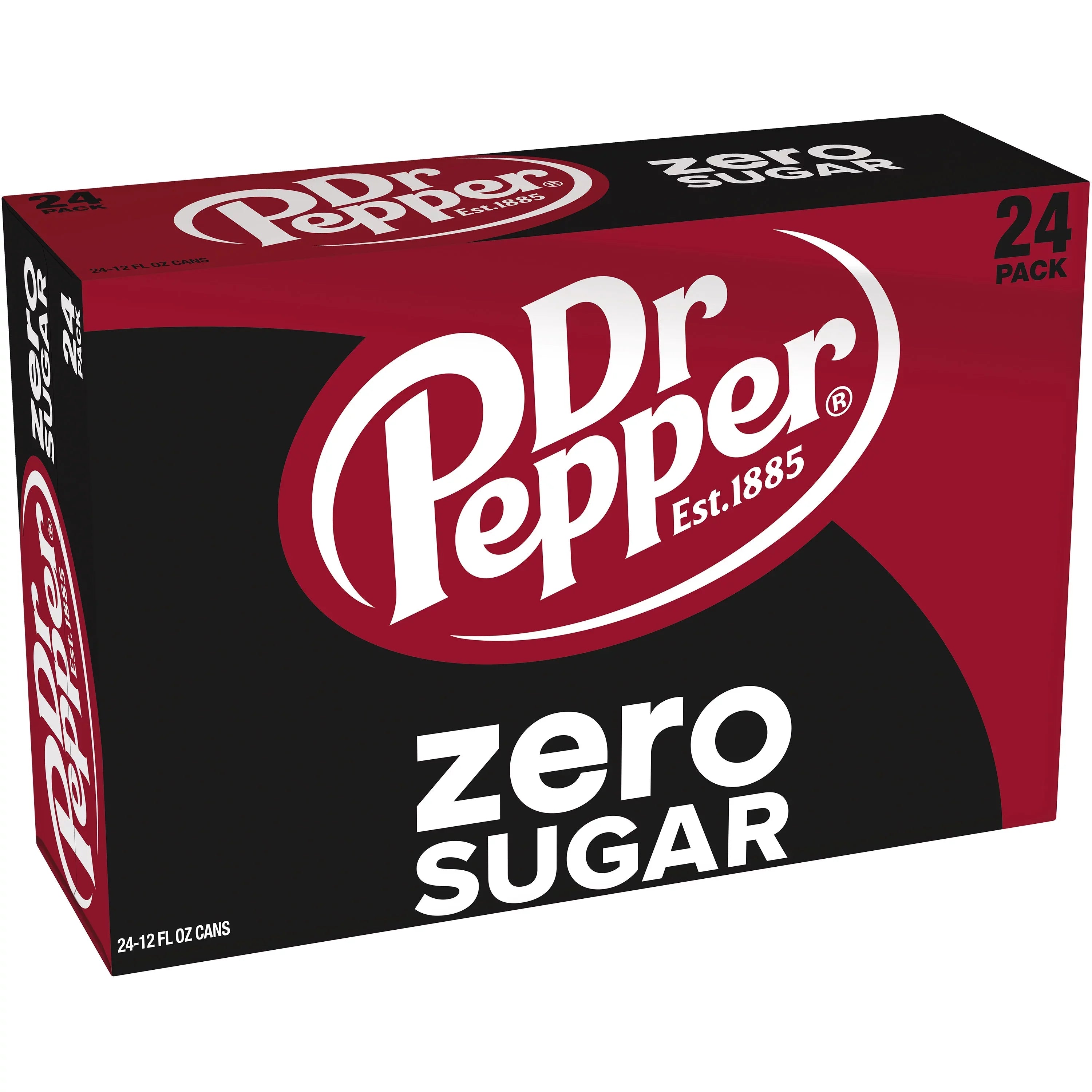 Dr Pepper Zero Sugar Soda Pop; 12 fl oz; 24 Pack Cans