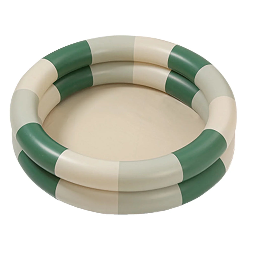 Goldmeet Inflatable Pool Baby Retro Blow Up Swimming Pool Family Cute Style Thickened Pool Green Stripe