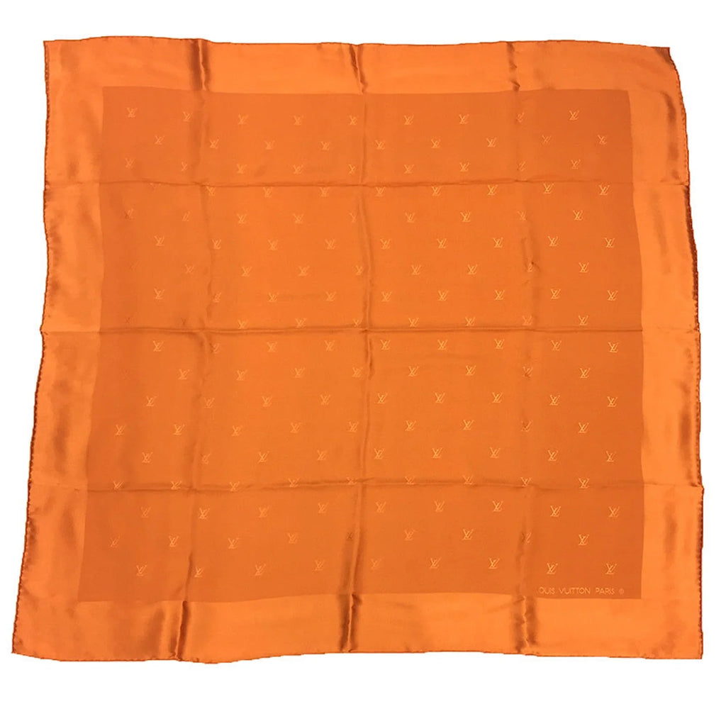Pre-Owned LOUIS VUITTON Carré Monaco Scarf Muffler Monogram Orange 100% Silk Men's Women's Louis Vuitton (Good)
