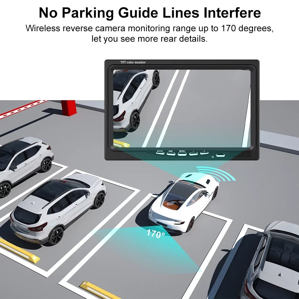 Podofo Vehicle Reverse Backup Cameras Monitor System Kit 12V/24V; 1080P Front Side Rear View Camera for RV Bus Truck Trailer Caravan Camper