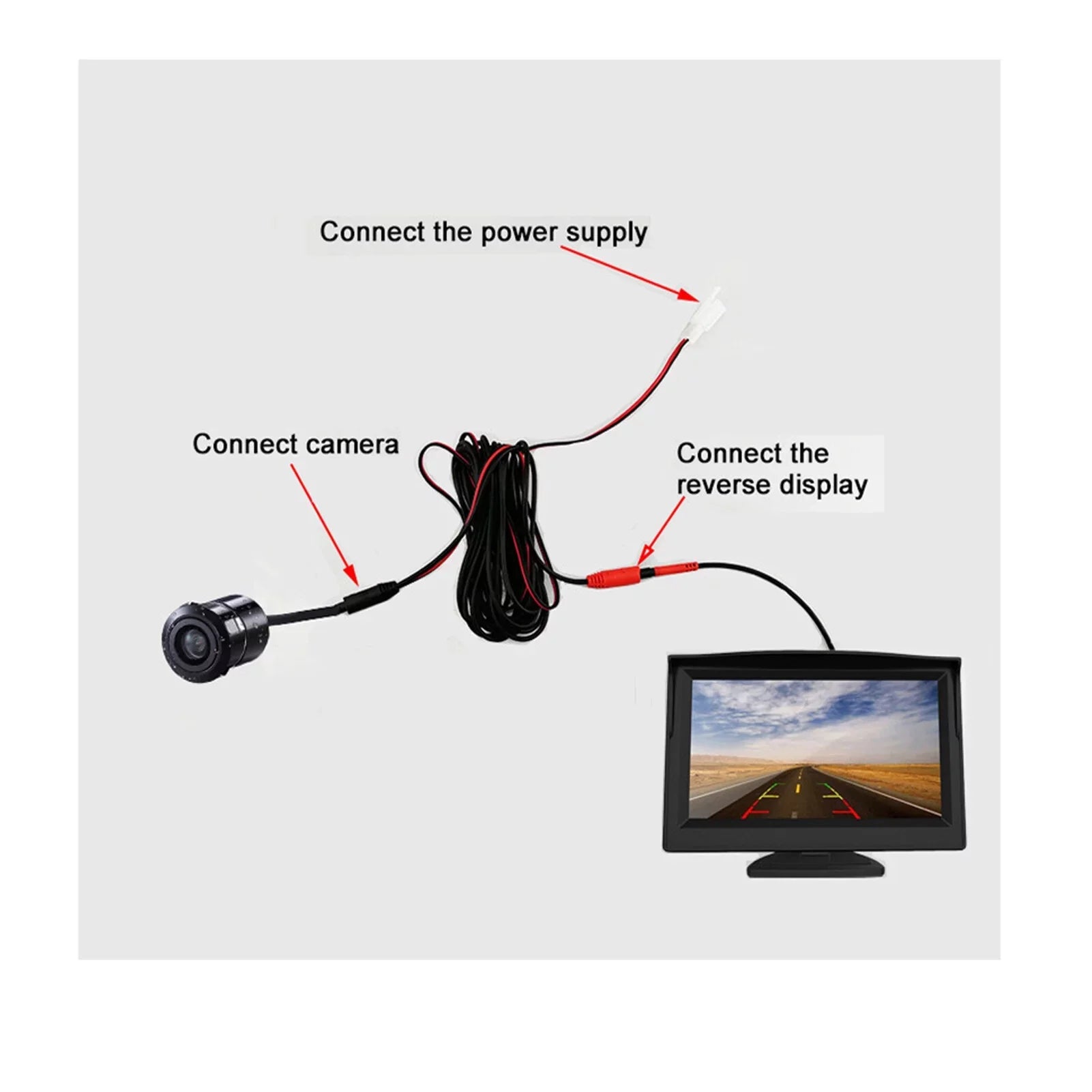 5'' TFT-LCD Backup Camera Car Rear View Backup Reverse System + HD Parking Camera for Truck Pickup Car Rear View Security Monitor & Fluidproof