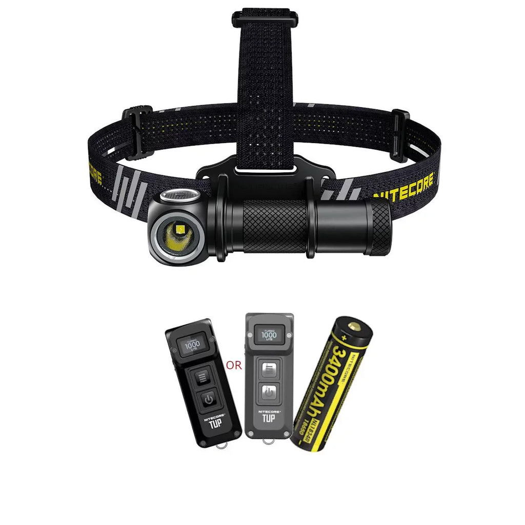 Value Bundle: Nitecore UT32 Dual Emitter Headlamp - (5700K;Cool White) - (3000K;Warm White) with 1x NL1834R USB Rechargeable Battery and TUP Rechargeable Intelligent Pocket Light (Black or Gray)