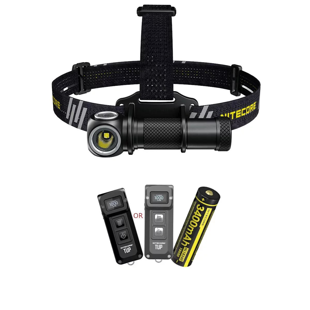 Value Bundle: Nitecore UT32 Dual Emitter Headlamp - (5700K;Cool White) - (3000K;Warm White) with 1x NL1834R USB Rechargeable Battery and TUP Rechargeable Intelligent Pocket Light (Black or Gray)
