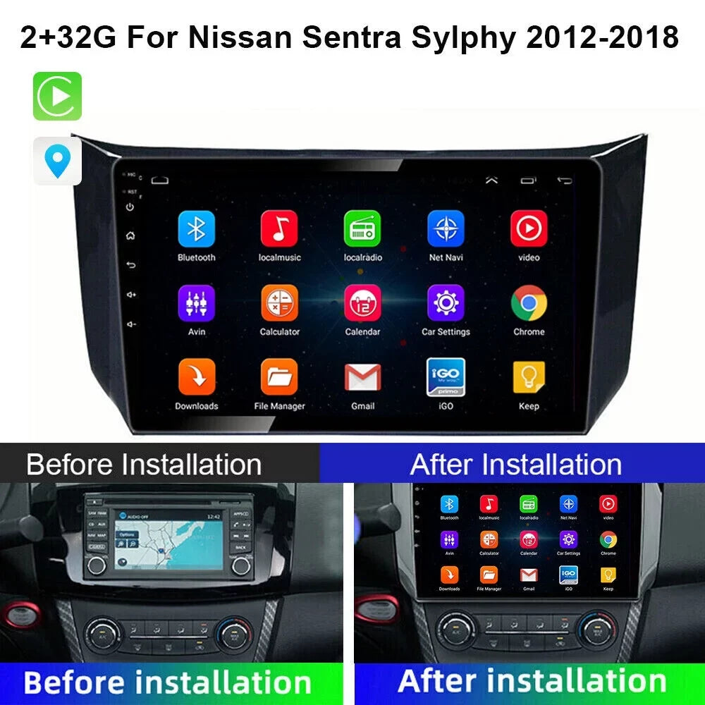 Onemayship Android Navigator for Nissan Sentra Sylphy - 2+32GB with Carplay; HD Camera; Microphone & Tool Kit 2012-18