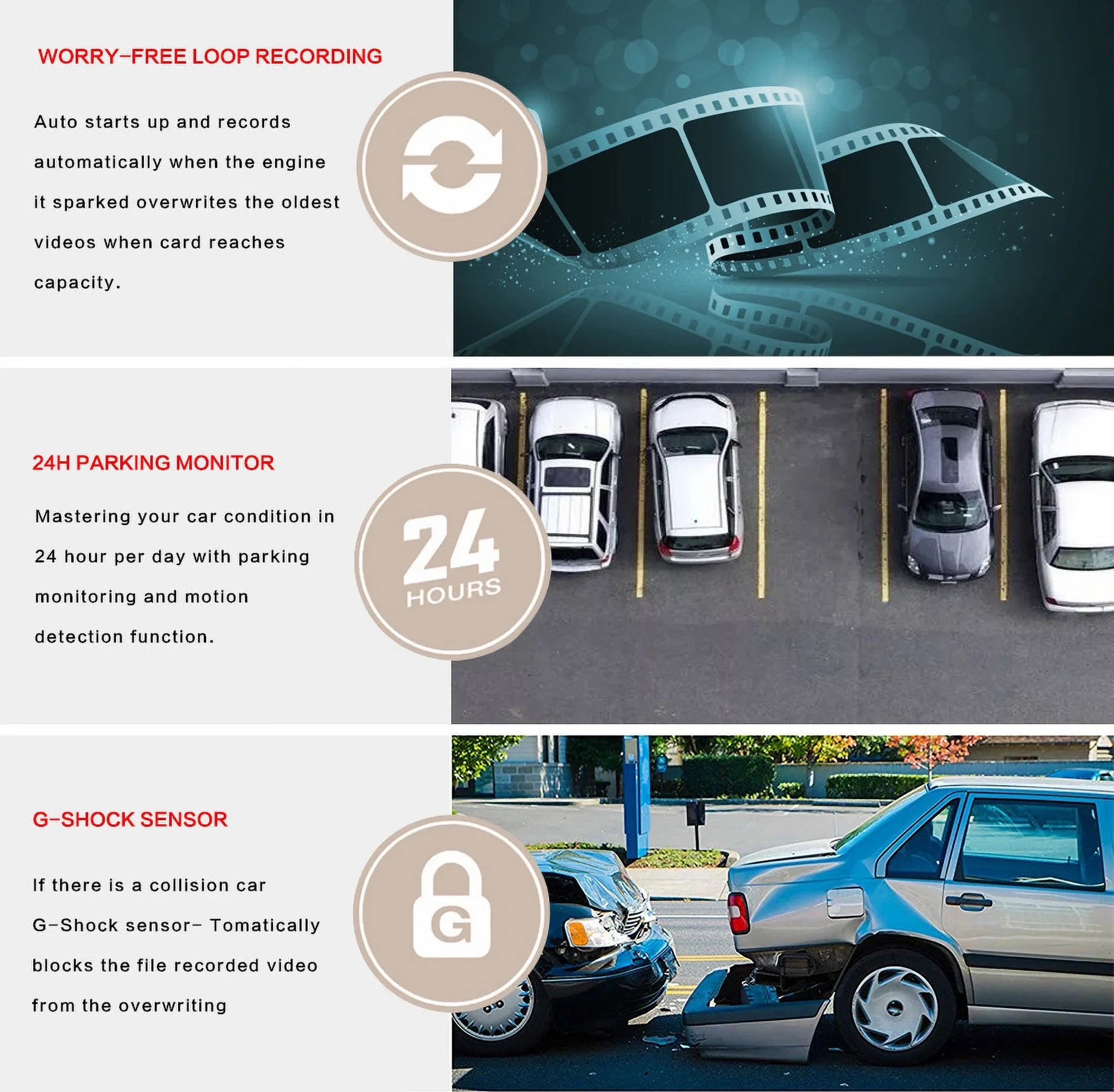 10-inch Touch Mirror Car Camera Dashcam; 1080P FHD Full Touch Screen Front and Rear View; Super Night Vision Parking Assistance; Camera for Cars Loop Recording Streaming Media 170°Wide Angle