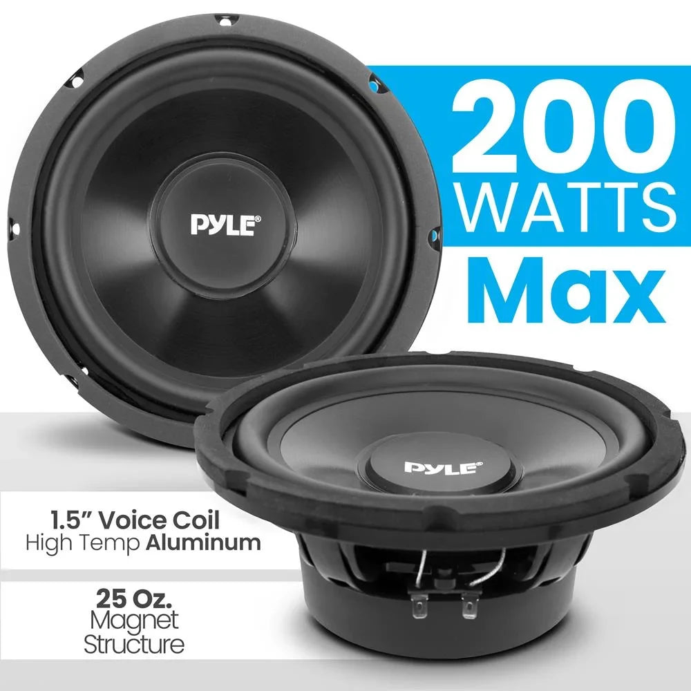 Pyle Single Voice Coil Car Subwoofer - 8 millimeteres; 200 Watts at 4-Ohm Car Audio Powered Subwoofer