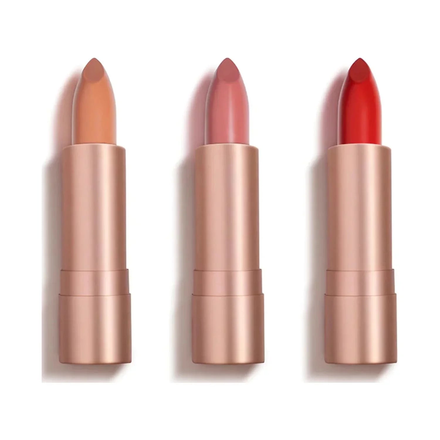 Anna Marti Cosmetics - Nude; Pink & Red 3 Shade Pigment Rich Vegan Lipstick Bundle (3 Items) Nourishing hydrating matte formula; infused with Vitamin E and Squalane.